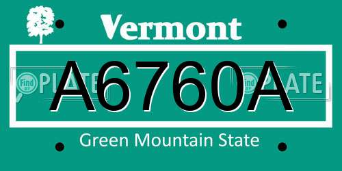 A6760A Vermont License Plate