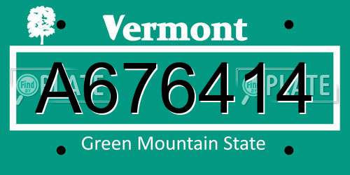 A676414 Vermont License Plate