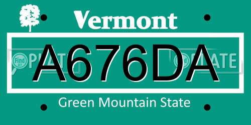 A676DA Vermont License Plate