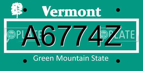 A6774Z Vermont License Plate