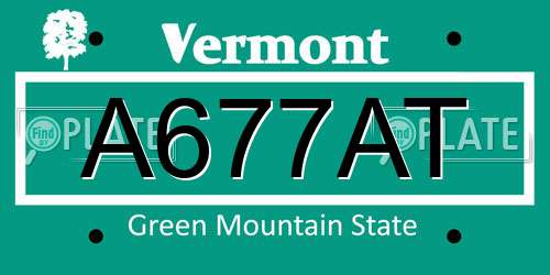 A677AT Vermont License Plate