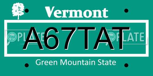 A67TAT Vermont License Plate