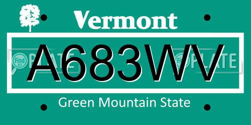 A683WV Vermont License Plate