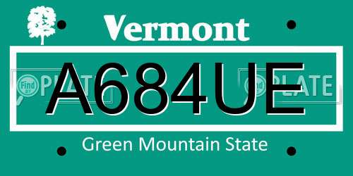A684UE Vermont License Plate