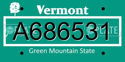 A686531 Vermont License Plate