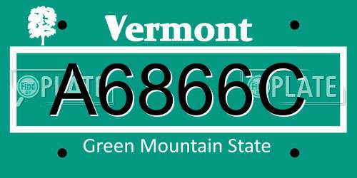 A6866C Vermont License Plate
