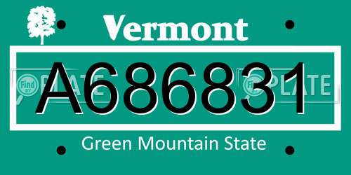 A686831 Vermont License Plate