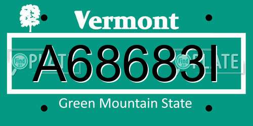 A68683I Vermont License Plate