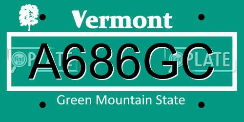 A686GC Vermont License Plate