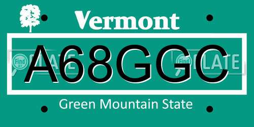 A68GGC Vermont License Plate