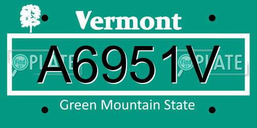 A6951V Vermont License Plate