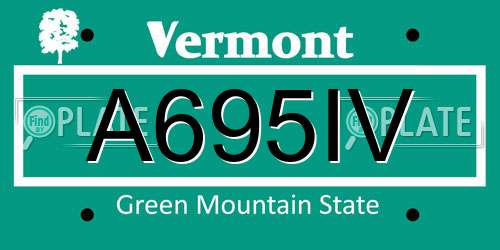 A695IV Vermont License Plate