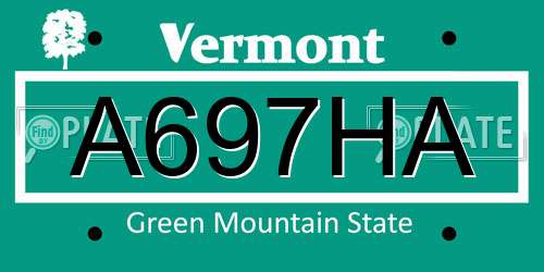 A697HA Vermont License Plate