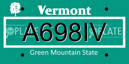 A698IV Vermont License Plate