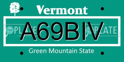 A69BIV Vermont License Plate