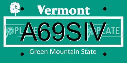 A69SIV Vermont License Plate