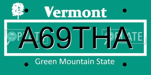 A69THA Vermont License Plate
