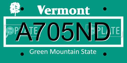 A705ND Vermont License Plate