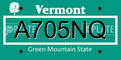 A705NQ Vermont License Plate