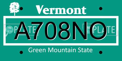 A708NO Vermont License Plate