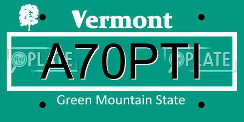 A70PTI Vermont License Plate