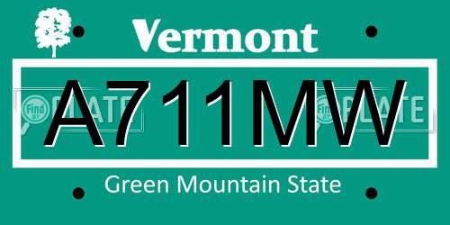 A711MW Vermont License Plate