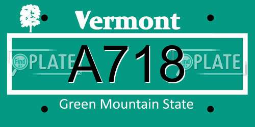 A718 Vermont License Plate