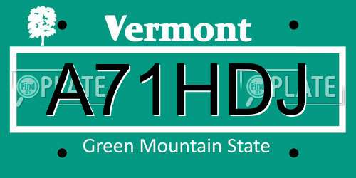 A71HDJ Vermont License Plate
