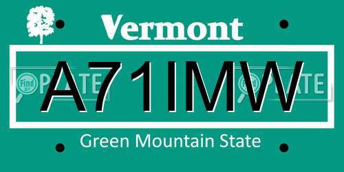 A71IMW Vermont License Plate