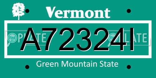 A72324I Vermont License Plate