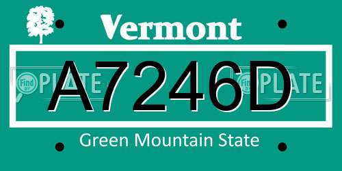 A7246D Vermont License Plate