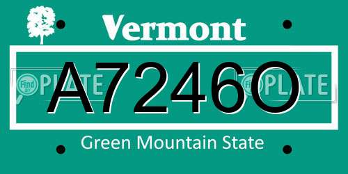 A7246O Vermont License Plate