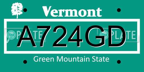 A724GD Vermont License Plate