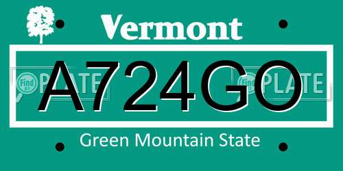 A724GO Vermont License Plate