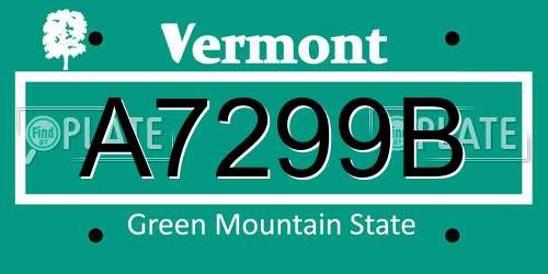 A7299B Vermont License Plate