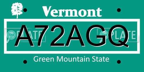 A72AGQ Vermont License Plate