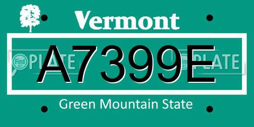A7399E Vermont License Plate