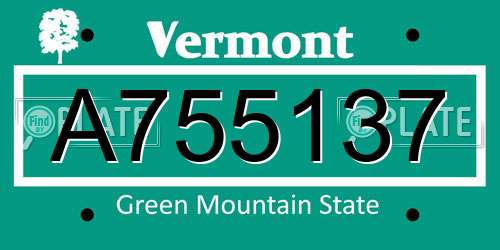 A755137 Vermont License Plate
