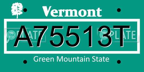 A75513T Vermont License Plate