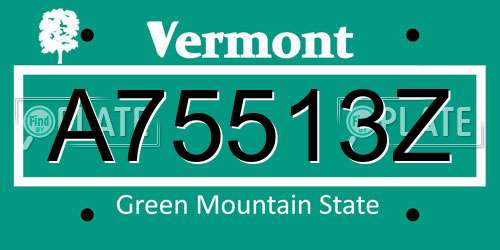 A75513Z Vermont License Plate