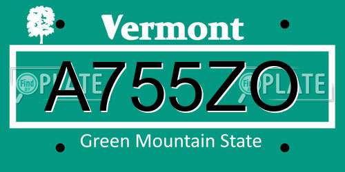 A755ZO Vermont License Plate
