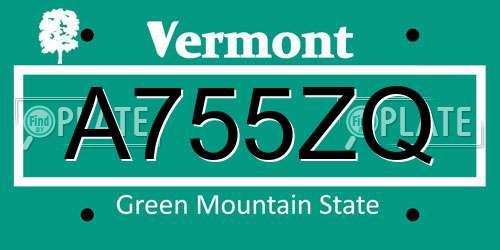 A755ZQ Vermont License Plate