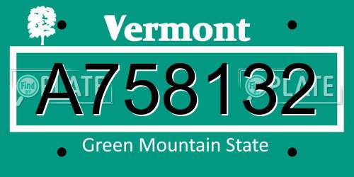 A758132 Vermont License Plate