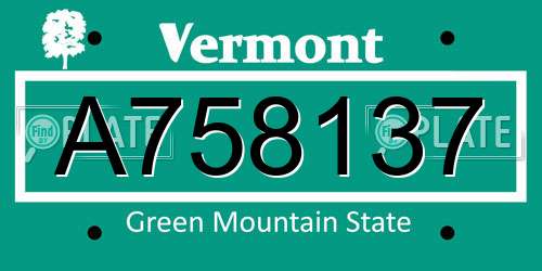 A758137 Vermont License Plate