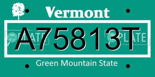 A75813T Vermont License Plate