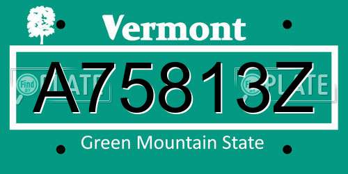 A75813Z Vermont License Plate