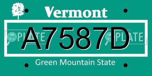 A7587D Vermont License Plate