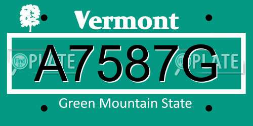 A7587G Vermont License Plate