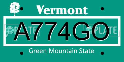 A774GO Vermont License Plate