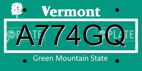 A774GQ Vermont License Plate